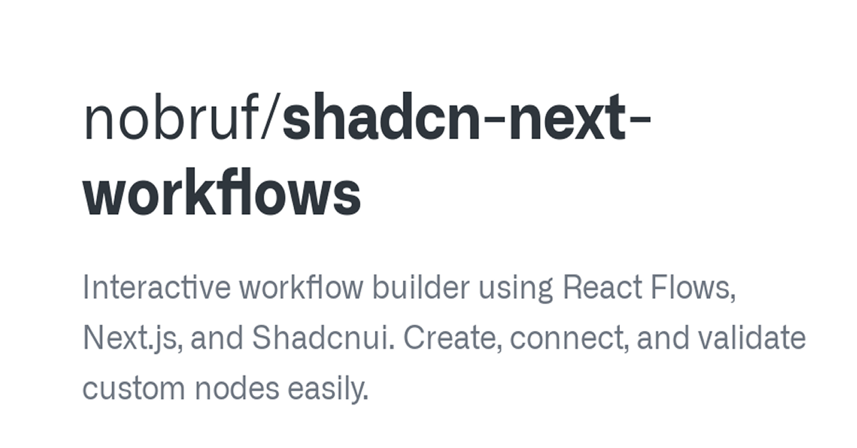 ShadCN Next Workflows